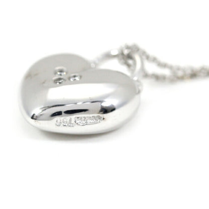 Tiffany Necklace Sentimental Heart 3P Diamond K18 Wg 750 Pendant White Gold