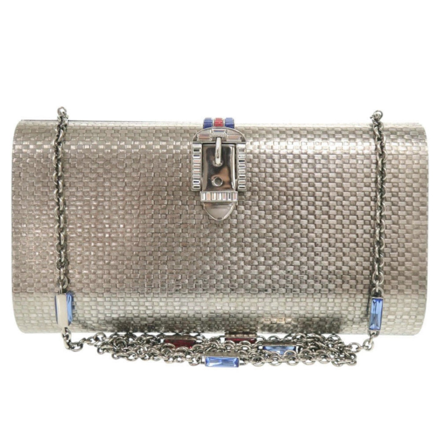 Gucci 725758 Metal Crystal Silver Chain Shoulder Bag 0347 Gucci