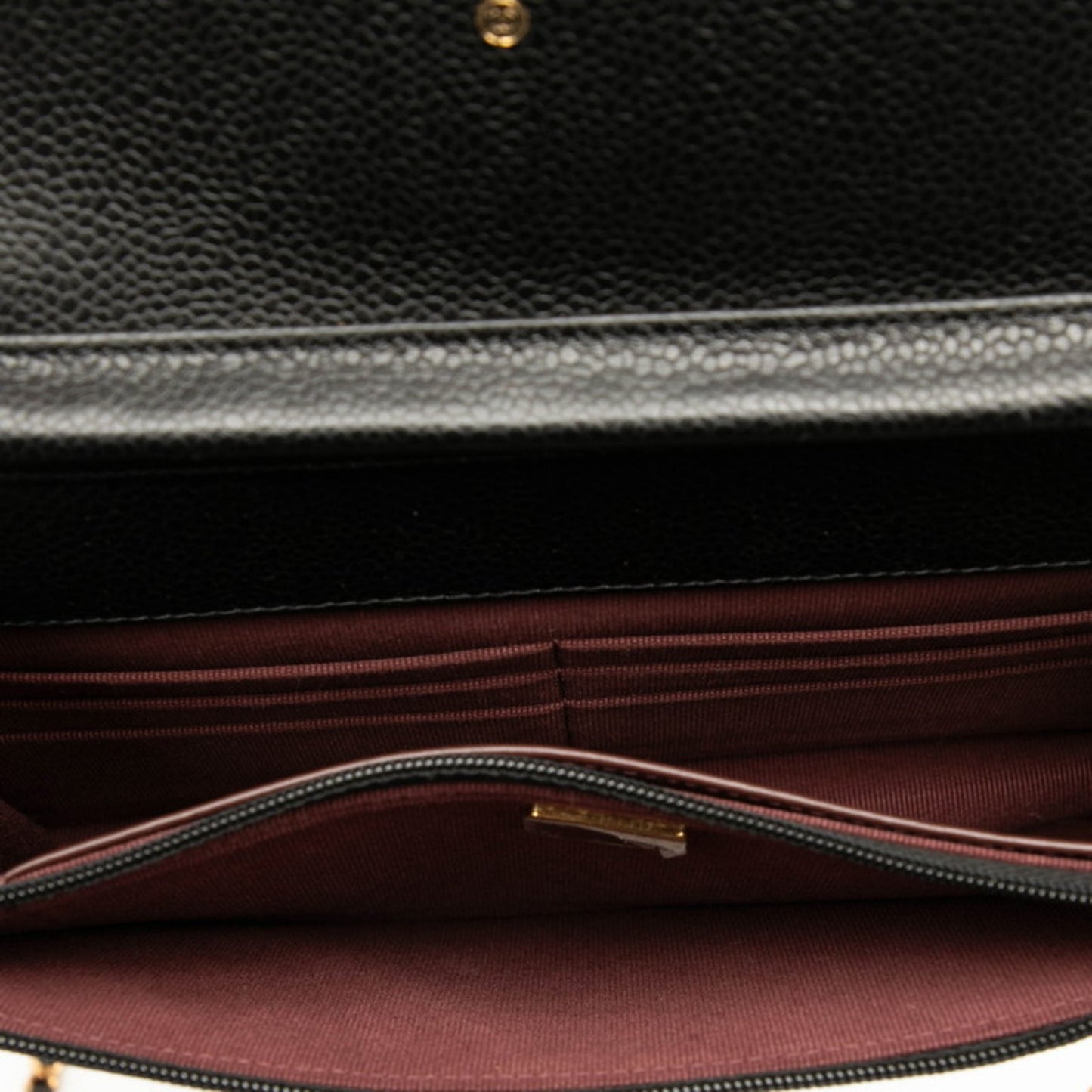 Chanel Matelasse Coco Mark Chain Wallet Shoulder Bag In Black Caviar Skin