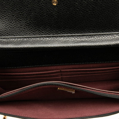 Chanel Matelasse Coco Mark Chain Wallet Shoulder Bag In Black Caviar Skin