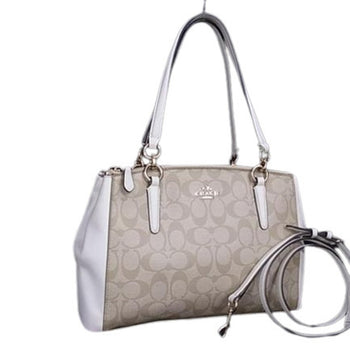Coach Tote Bag Small Christy Carriole F58291 Beige X Ivory Leather