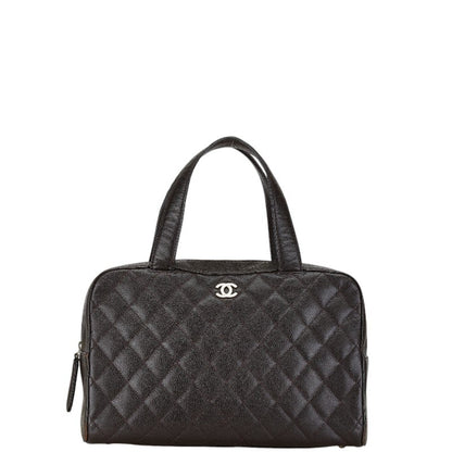 Chanel Coco Mark Handbag Boston Bag Brown Caviar Skin