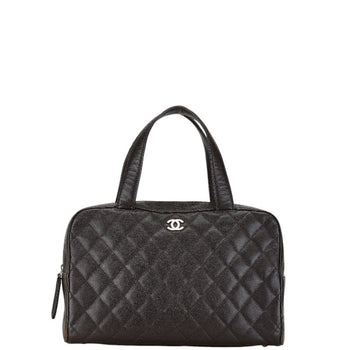 Chanel Coco Mark Handbag Boston Bag Brown Caviar Skin