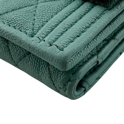 Chanel Boy Chanel Mint Tri-Fold Wallet Blue