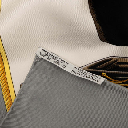 Hermes Herms Carr 90 "Les Voitures A Transformation" Folding Carriage Scarf