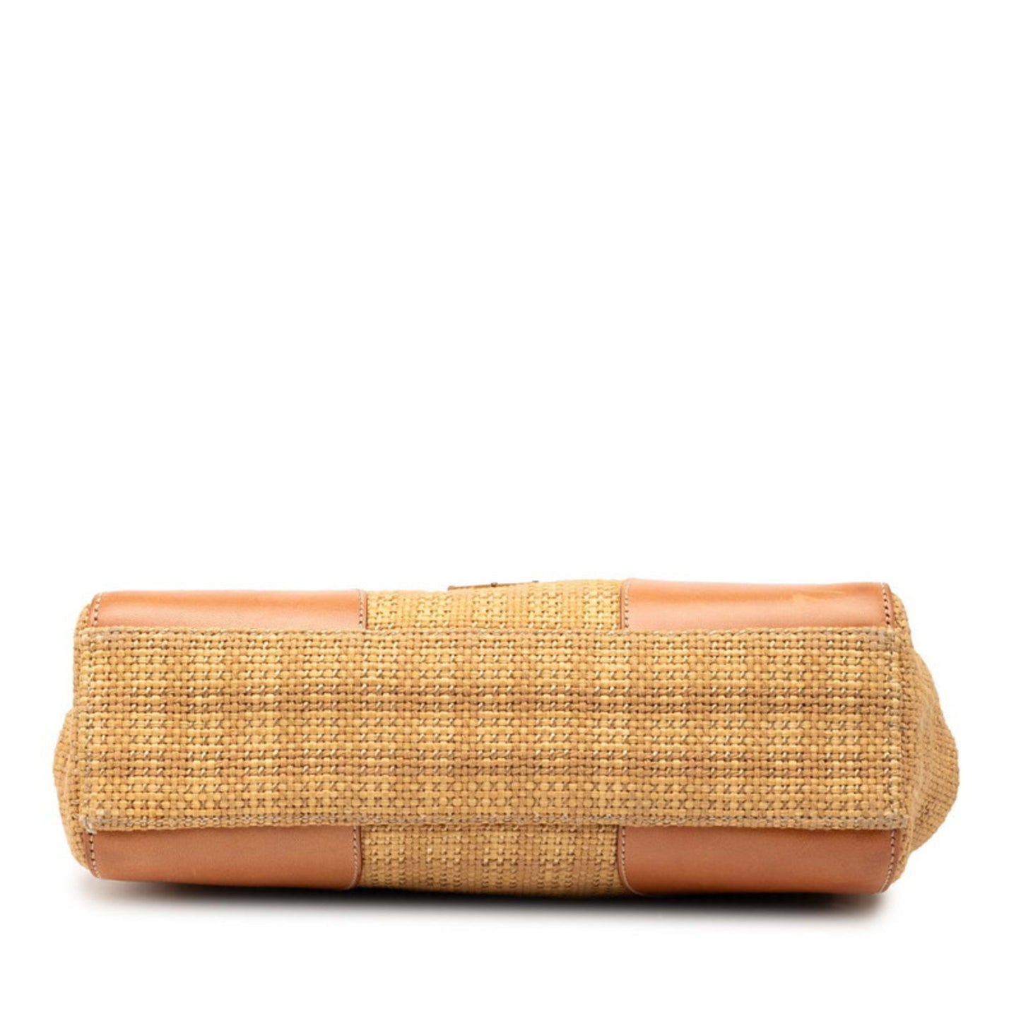 Prada Triangle Logo Plate Chain One-Shoulder Bag Br2530 Beige Green Straw Leather