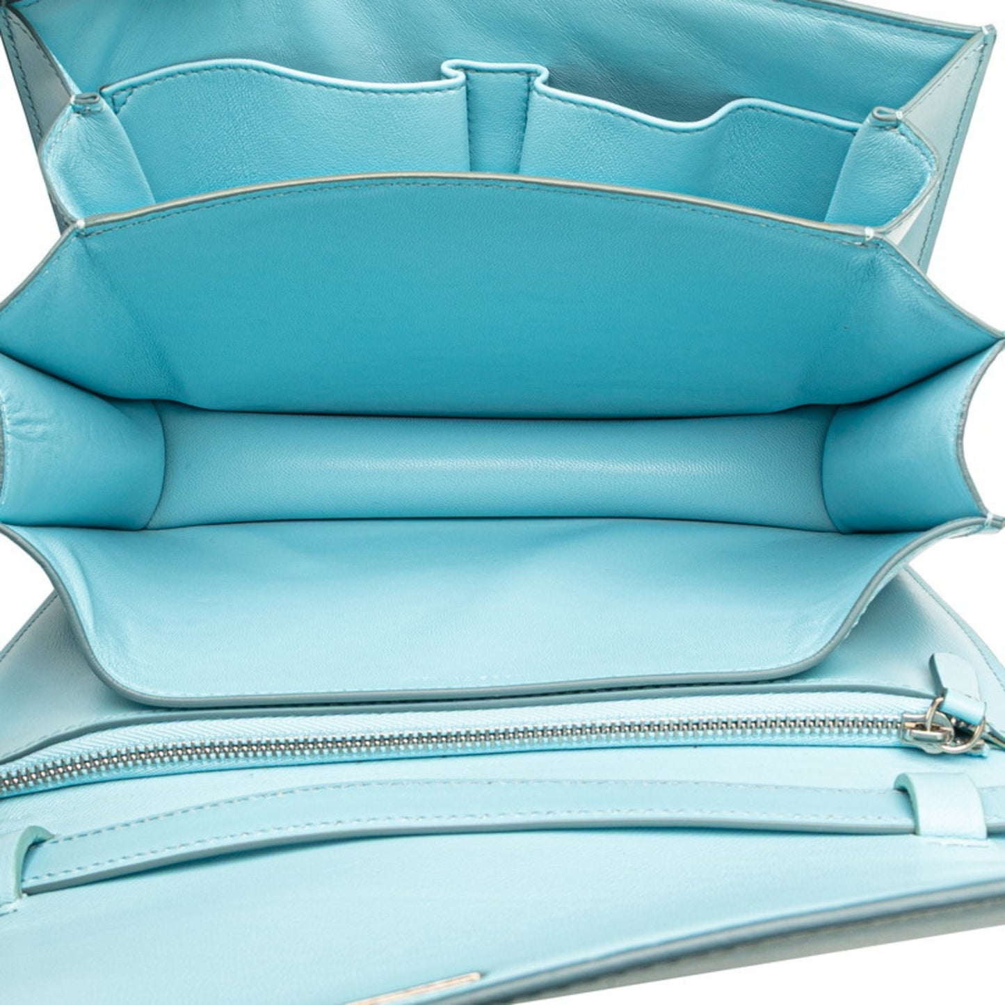 Celine Classic Box Medium Crossbody Shoulder Bag In Light Blue Leather