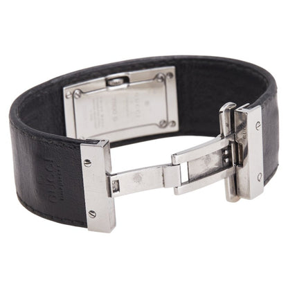 Gucci Bangle Watch 7800S Quartz Black Dial Stainless Steel Leather