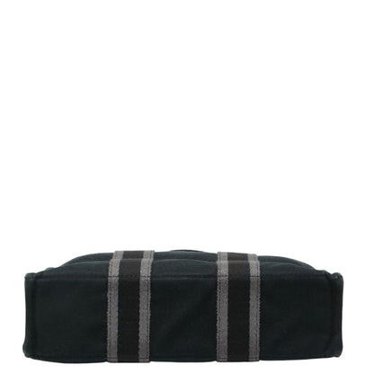 Herms Foul Tote Pm Bag Handbag Black/Gray Canvas