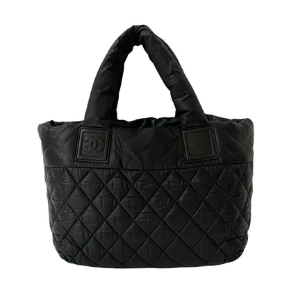 Chanel Coco Cocoon Mark Nylon Handbag Mini Tote Bag Black 37982