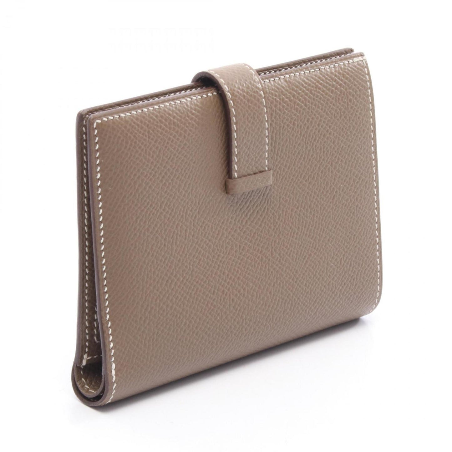 Hermes Herms Bearn Compact Bifold Wallet In Calfskin Leather (Cowhide) With Epsom Leather