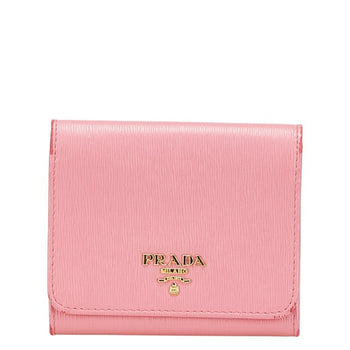 Prada Tri-Fold Wallet Pink Leather