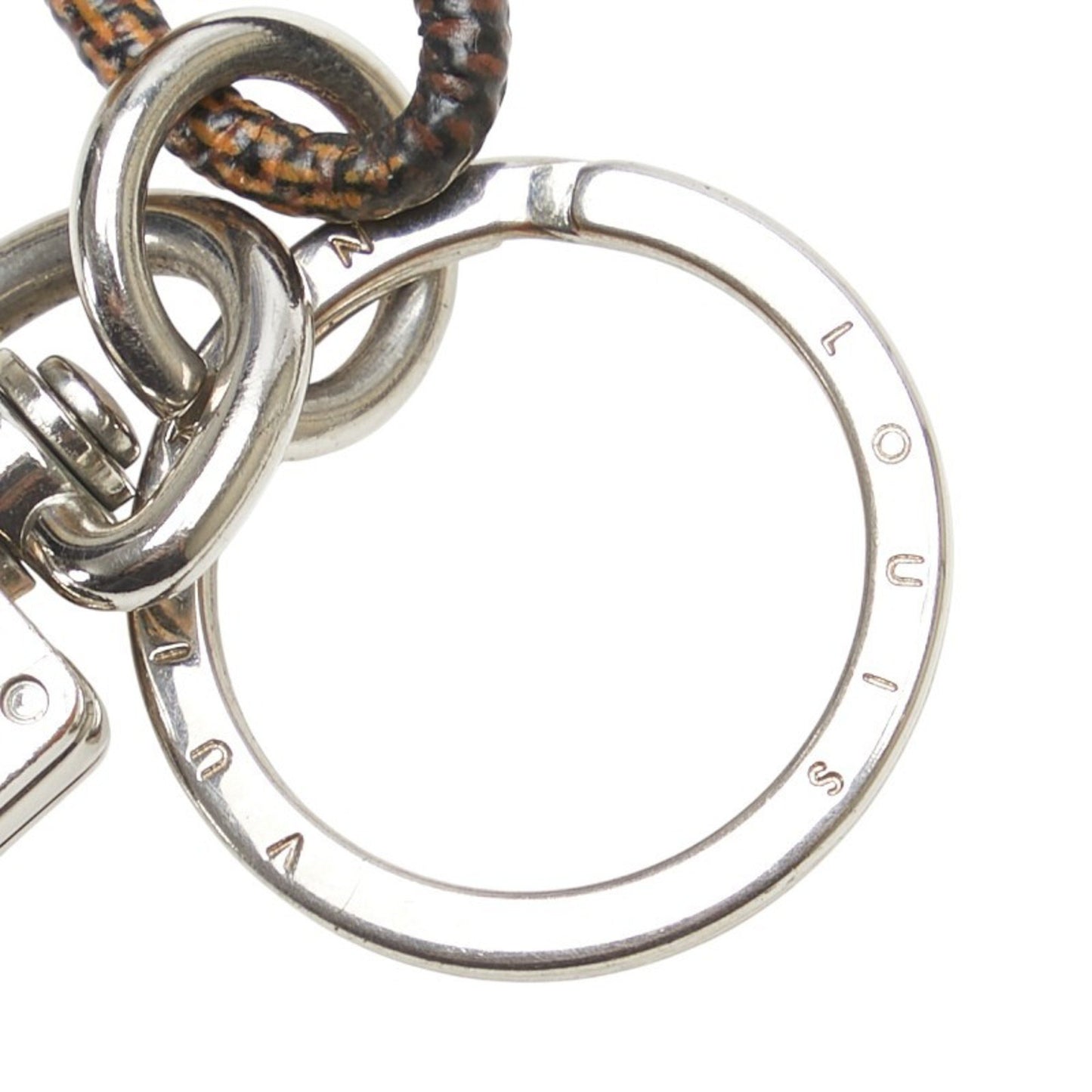 Louis Vuitton Portecle Dice Keyring M66734 Silver Brown Metal Plastic Pvc