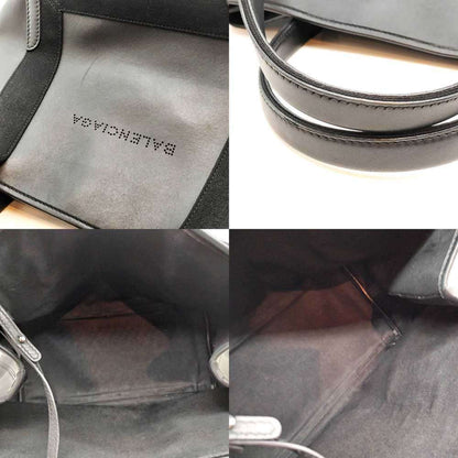 Balenciaga Navy Cabas S Size Black Leather Handbag Tote Bag Punching 339933