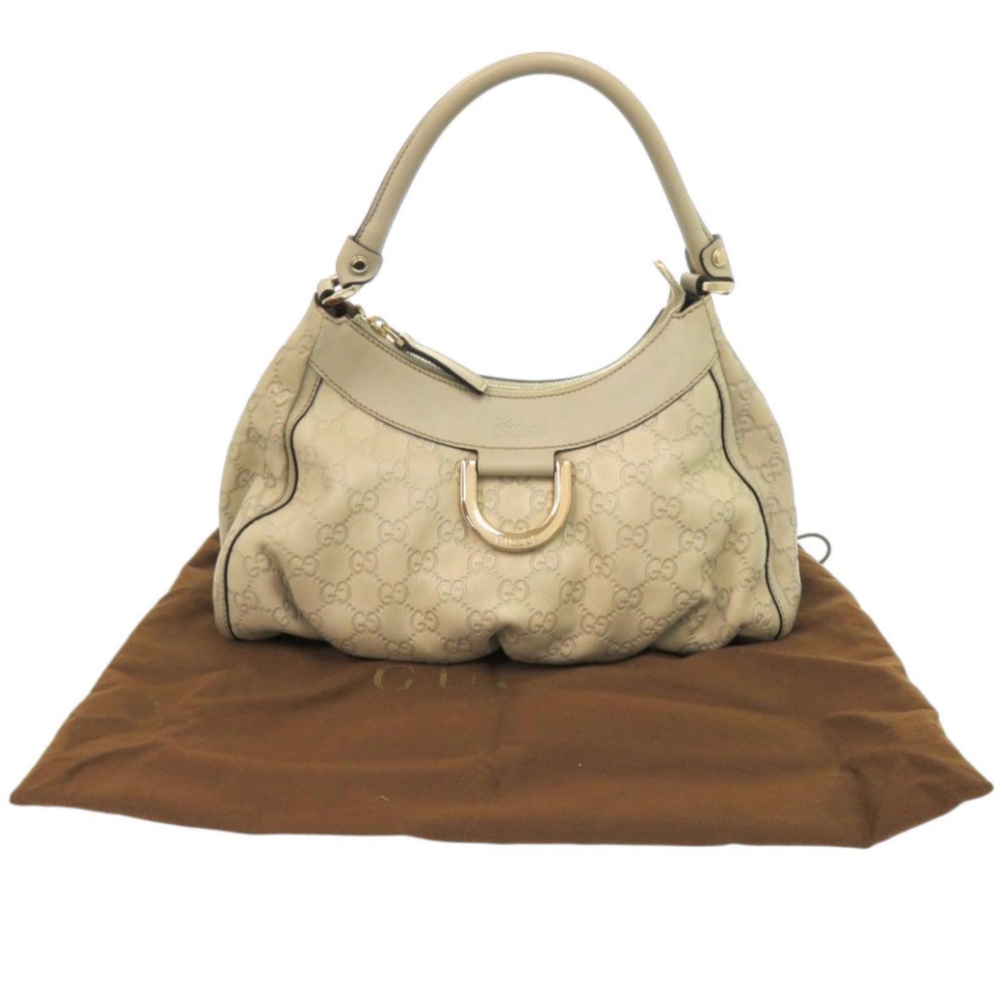 Gucci Guccissima Abby 190525 Leather Ivory Shoulder Bag 0189 Gucci