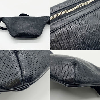 Gucci Waist Pouch Small Belt Body Bag 2Way Gg Embossed Leather Black 658582 Gucci