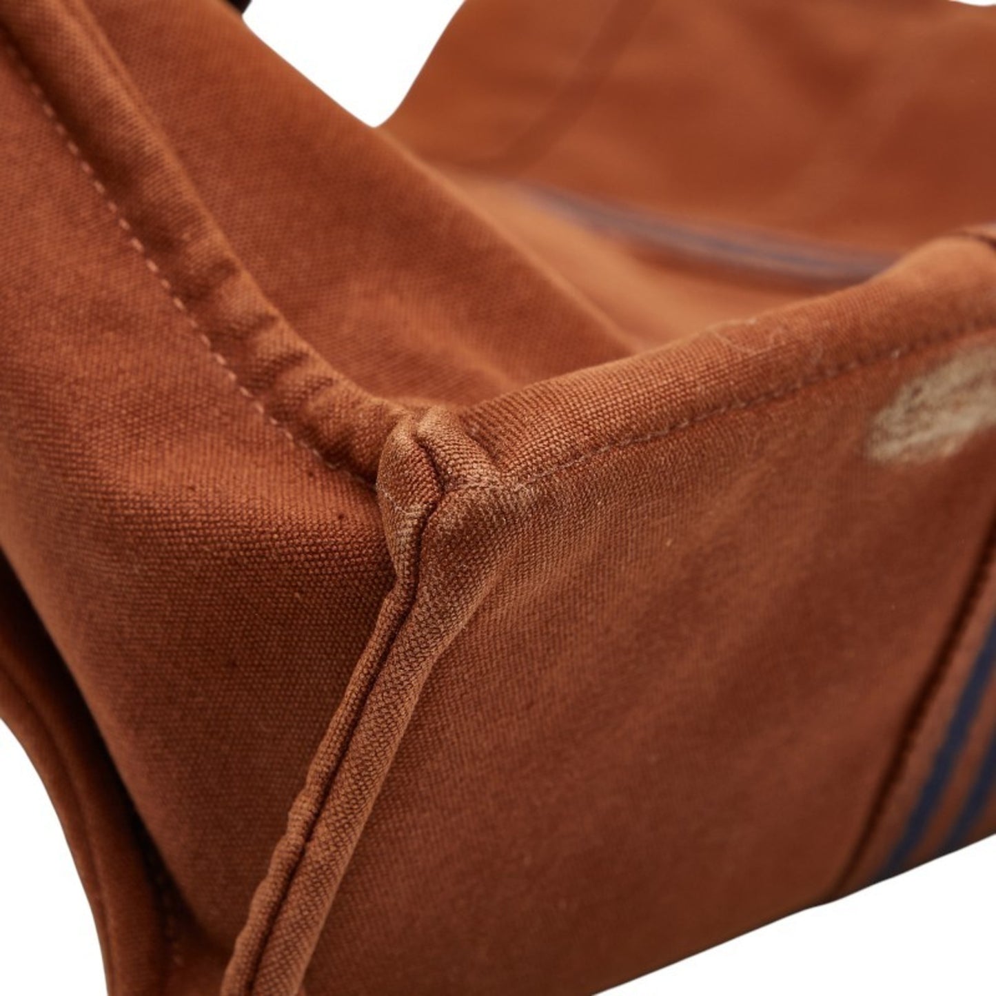 Herms Foule Tote Mm Bag Brown Navy Canvas