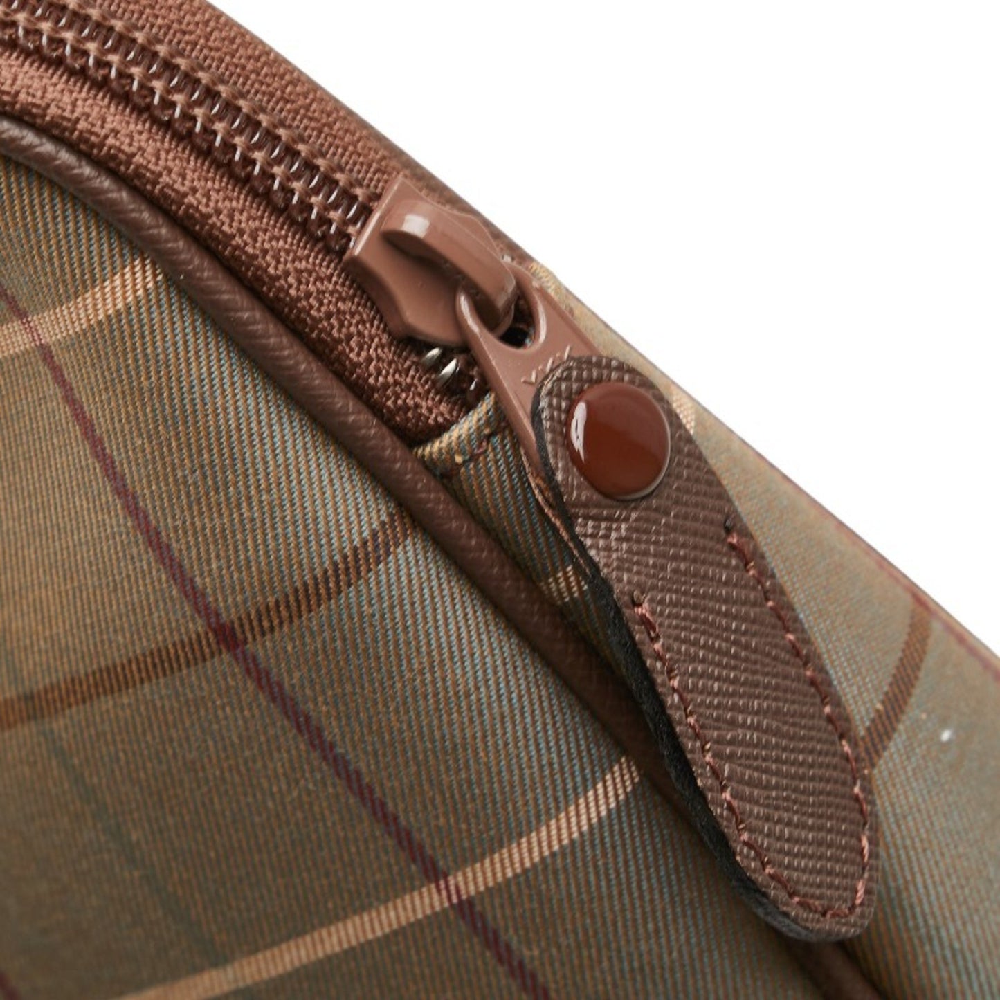 Burberry Check Clutch Bag Khaki Green Brown Canvas Leather