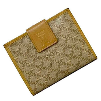 Celine Bi-Fold Wallet Ec-22515 Beige Yellow Macadam Pvc Leather M13 Celine Folding