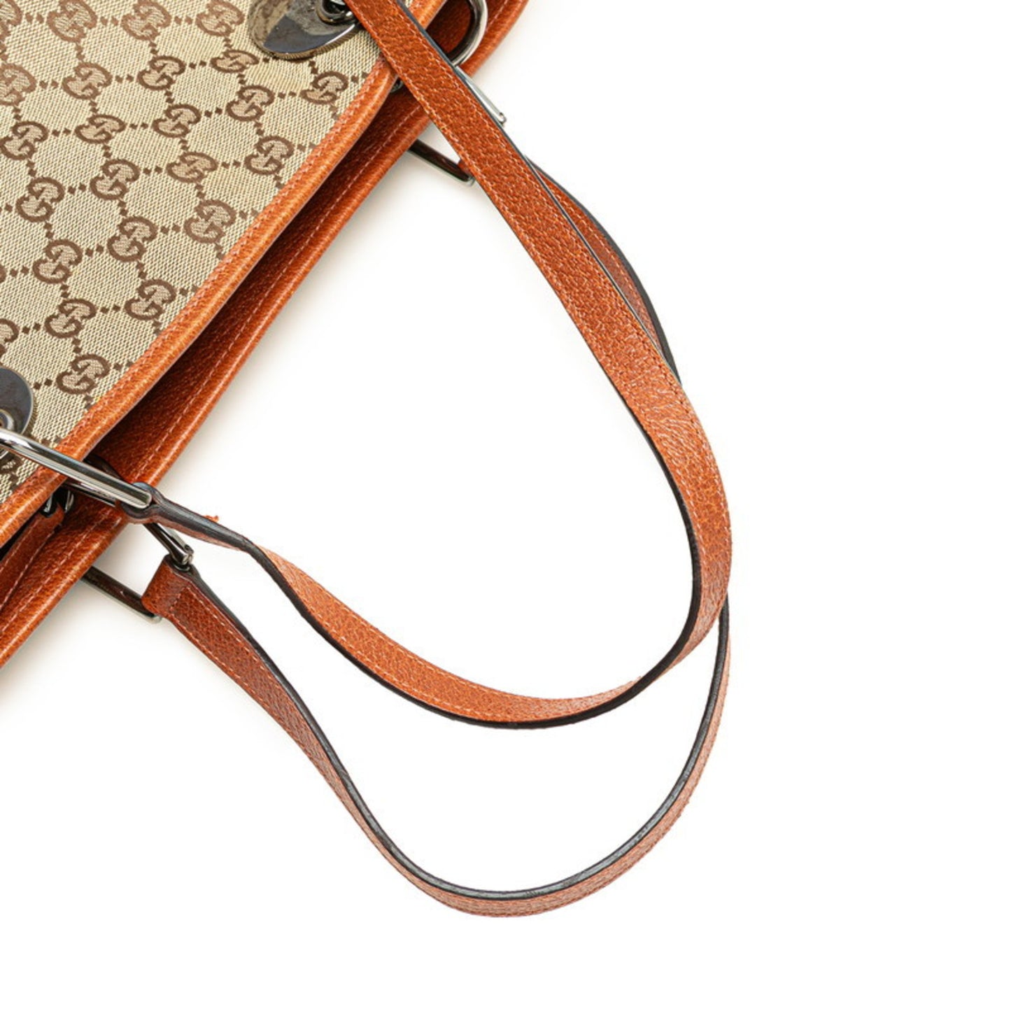 Gucci Gg Canvas Shoulder Bag Tote 120837 Beige Brown Leather