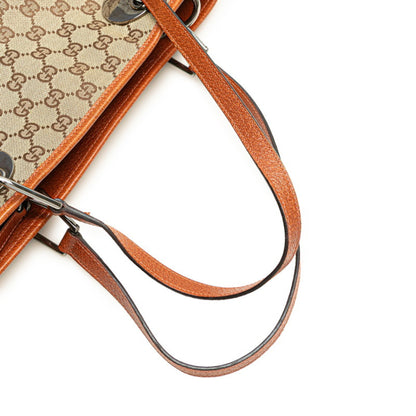 Gucci Gg Canvas Shoulder Bag Tote 120837 Beige Brown Leather