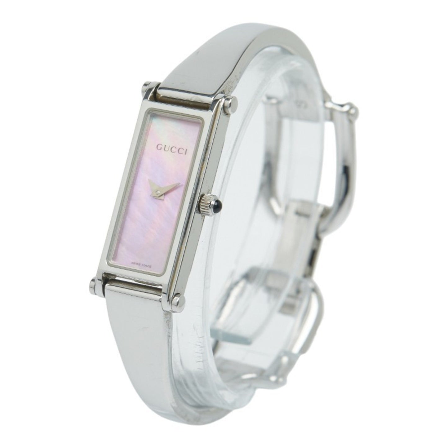 Gucci Bangle Watch 1500L Quartz Pink Dial Stainless Steel