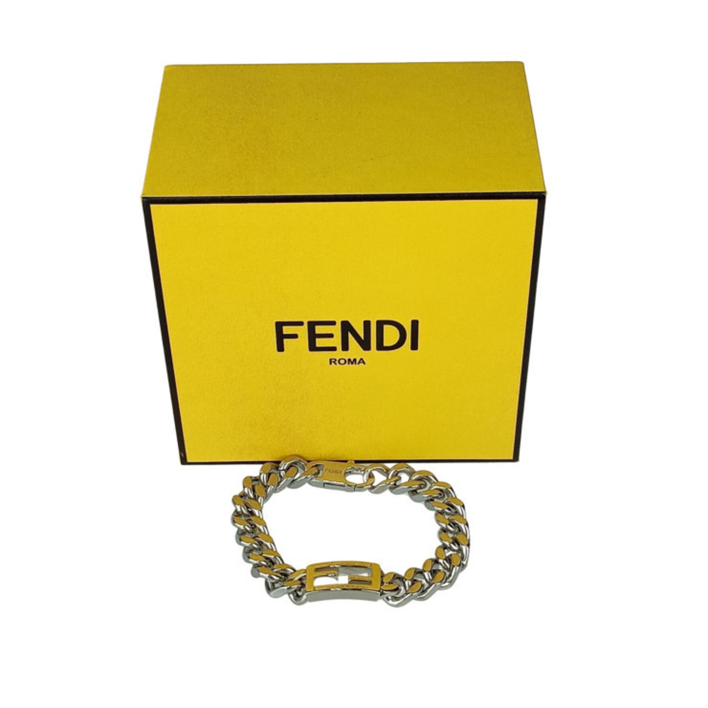 Fendi Ff Baguette Link Chain Bracelet In Silver Metal
