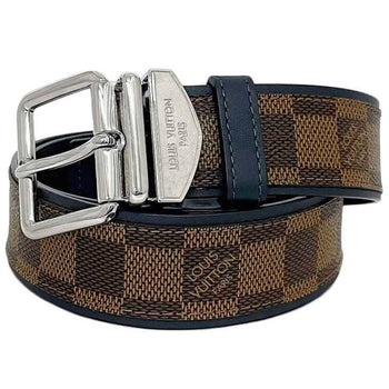 Louis Vuitton Belt Santur Sydney Brown Navy Damier Ebene M9568 F-20089 Waist 35Mm Canvas Leather