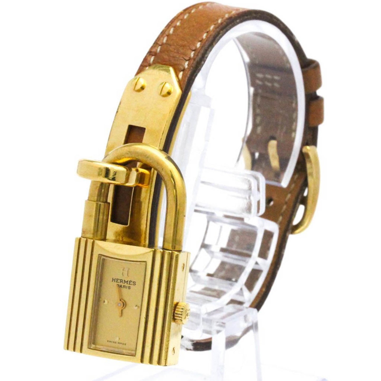 Hermes Kelly Watch Gold Plated Leather Quartz