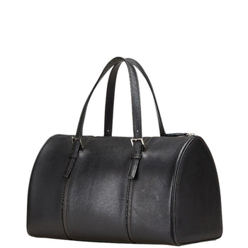 Burberry Nova Check Mini Boston Bag In Black Leather