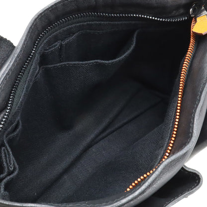Hermes Caravan Horizontal Pm Tote Bag Shoulder Veauderma Leather Black Orange