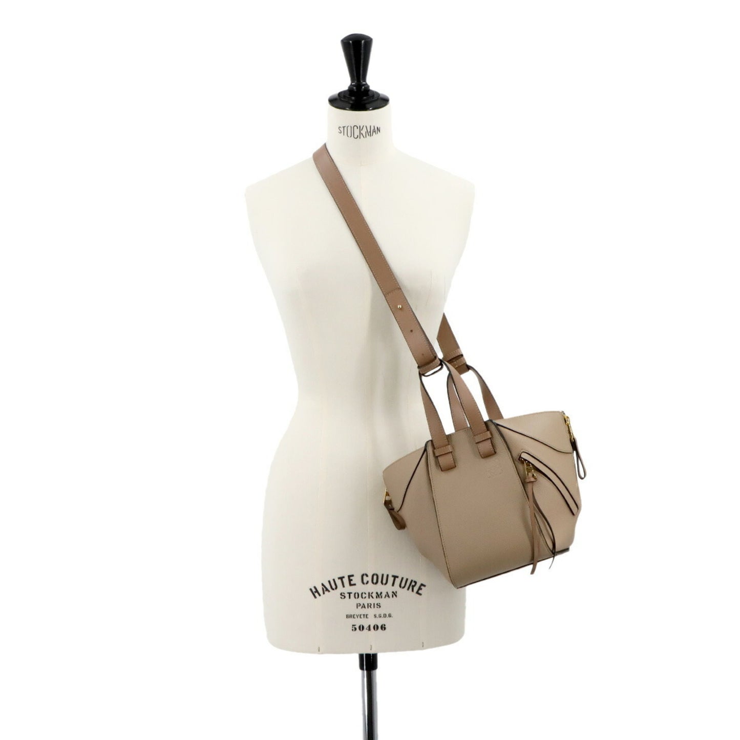 Loewe Hammock Compact 2-Way Hand/Shoulder Bag In Beige Leather