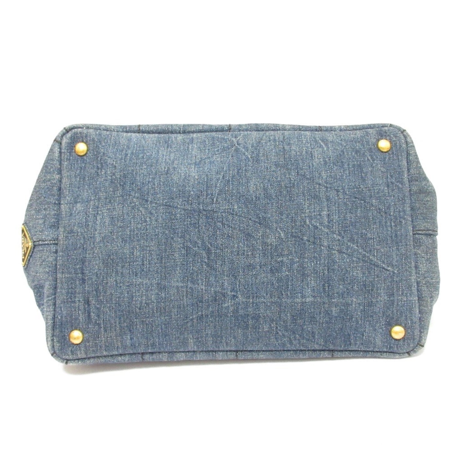 Prada Canapa Triangle Logo Plate Denim 2-Way Handbag/Shoulder Bag