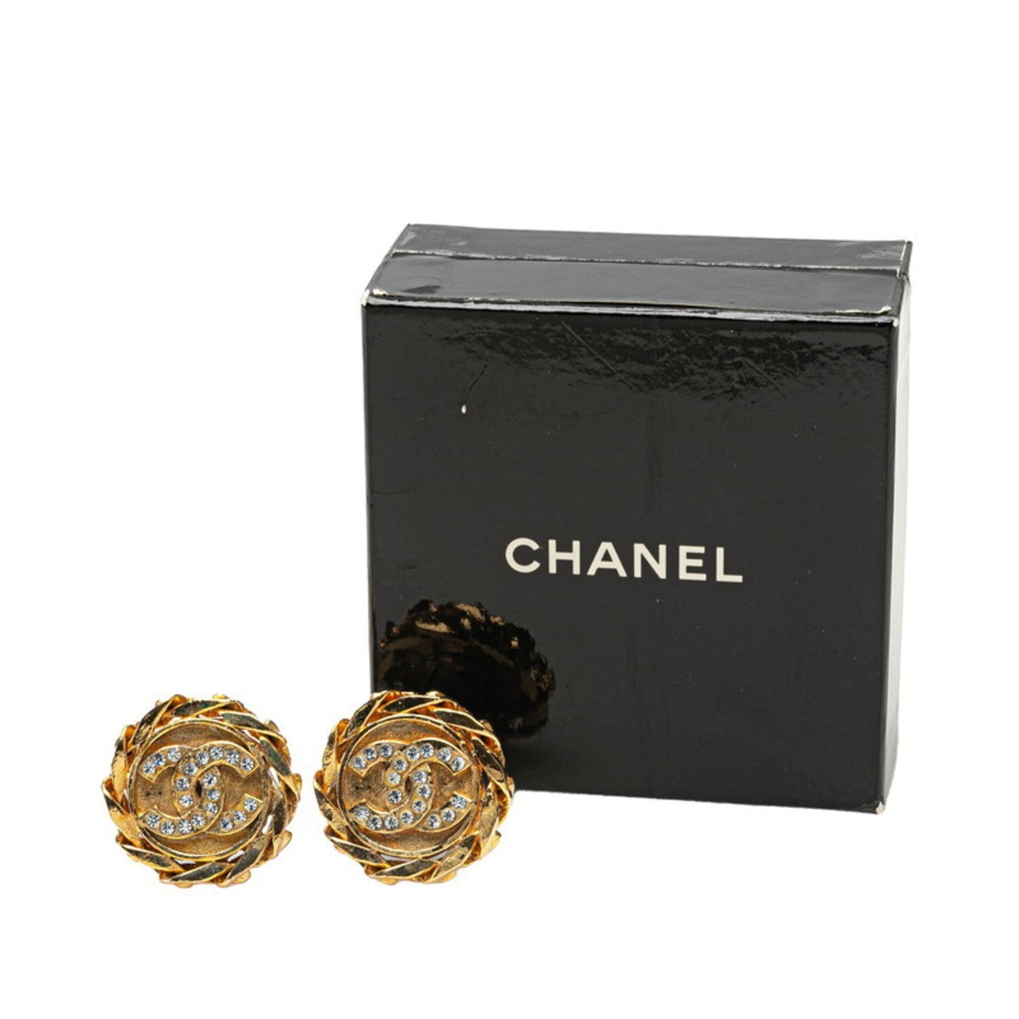 Vintage Chanel Coco Mark Rhinestone Earrings