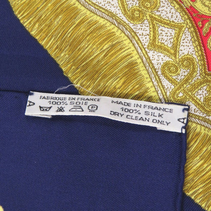 Herms Carr 90 Poste Et Cavalerie Saber Ornament Bag Silk Blue Scarf Muffler 0108 Hermes