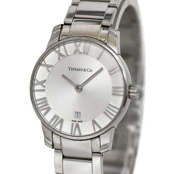 Tiffany Watch Atlas Dome Date White Silver 34875995 F-20644