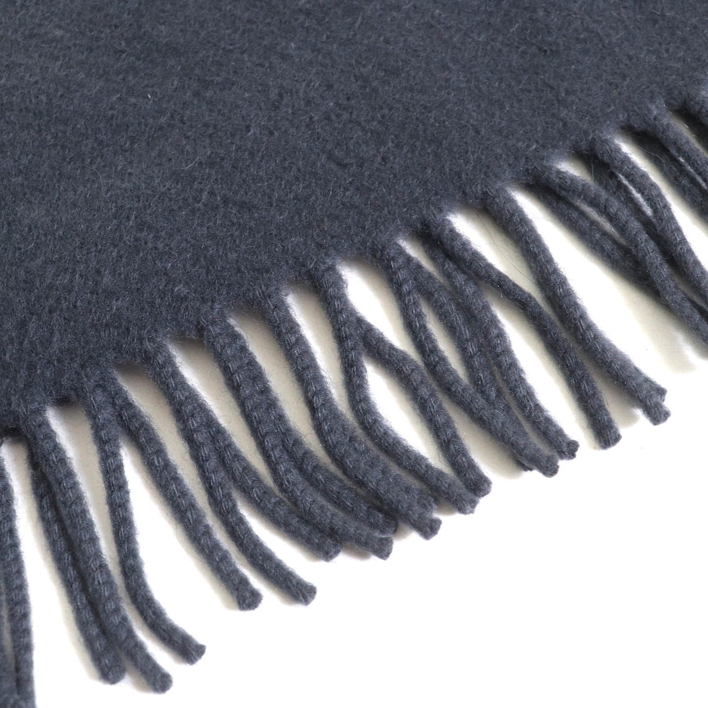Hermes 100% Cashmere Logo Embroidered Fringe Extra Large Shawl/Stole/Blanket In Navy