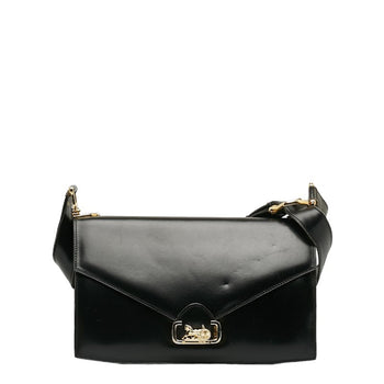 Celine Carriage Hardware One-Shoulder Bag Black Leather