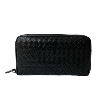 Bottega Veneta Intrecciato Round Zip Leather Long Wallet With Bill Compartment