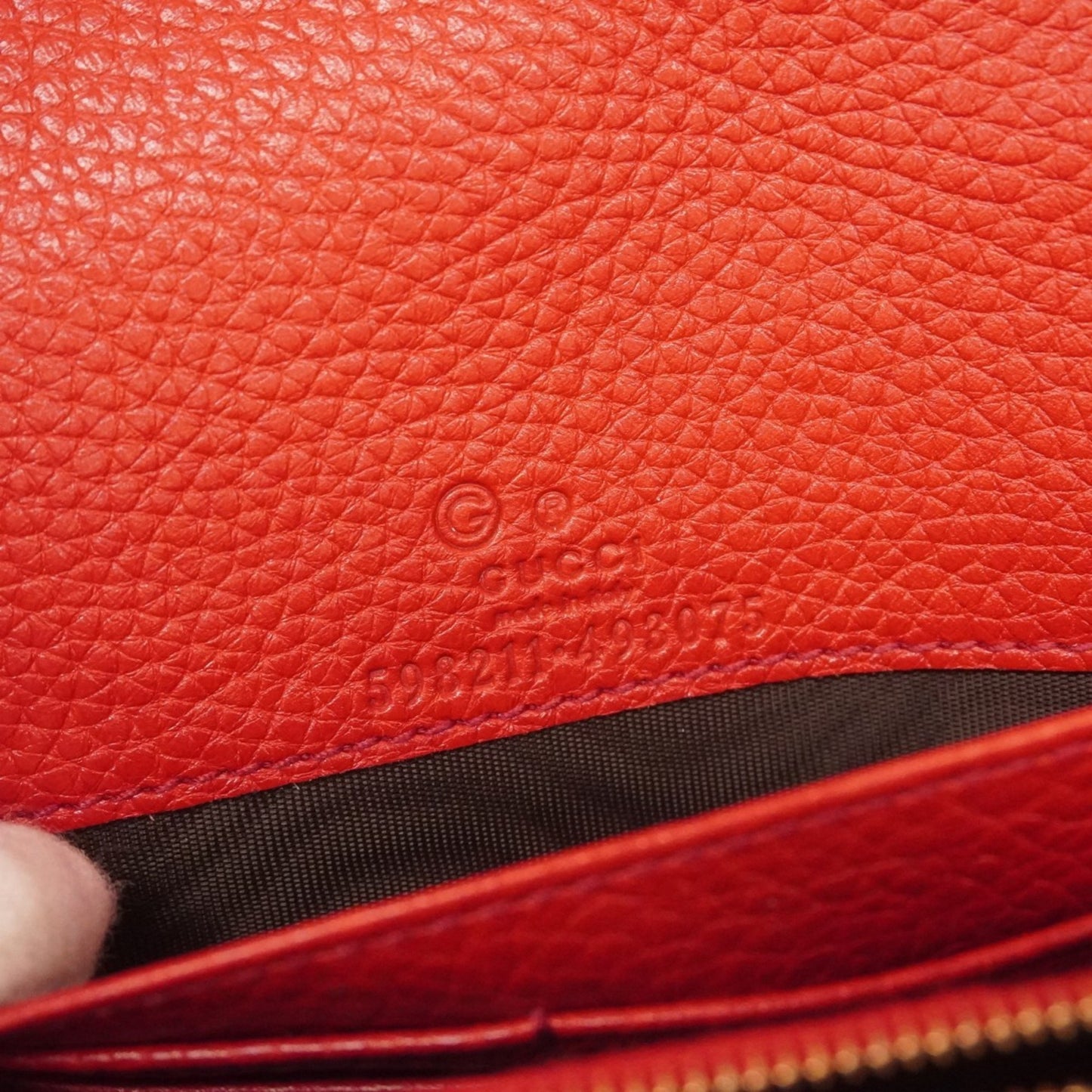 Gucci Interlocking G Shoulder Wallet 598211 Leather Red Champagne