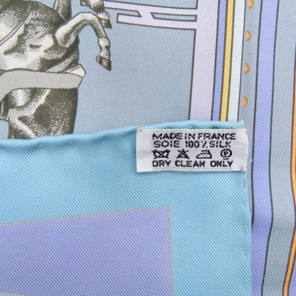 Hermes Herms Carr 90 Sequence Silk Scarf/Muffler In Light Blue