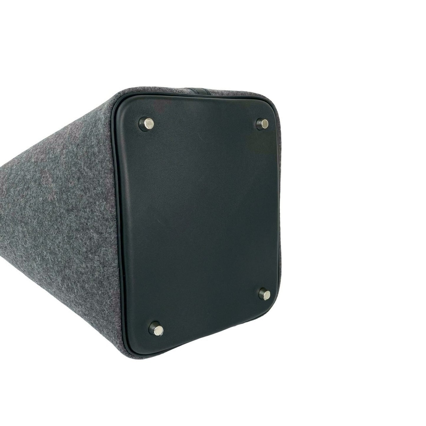 Unused Y-Stamped Hermes Picotin Lock Pm Felt And Swift Leather Handbag In Gray Black