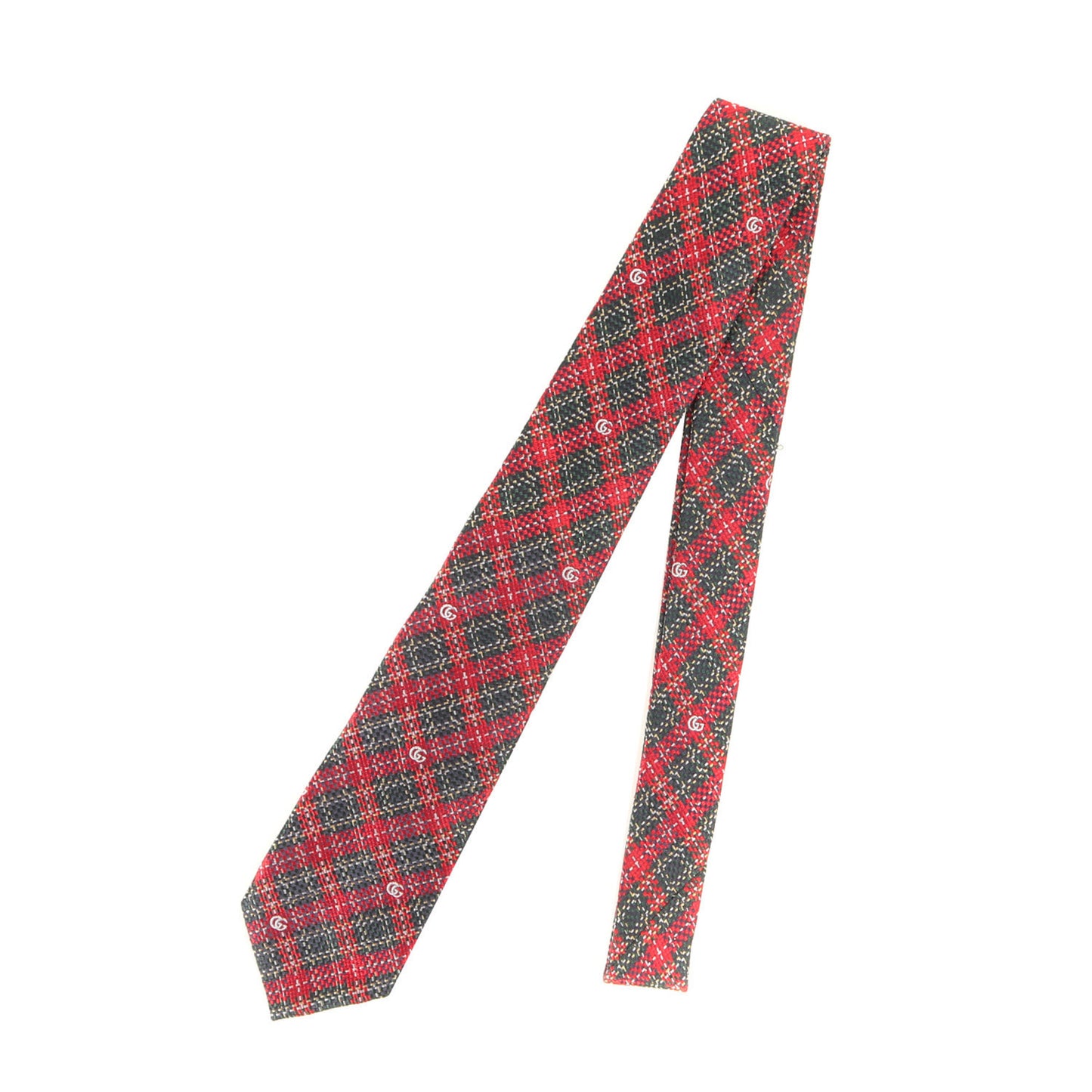 Gucci Gg Monogram Tartan Silk Red Check