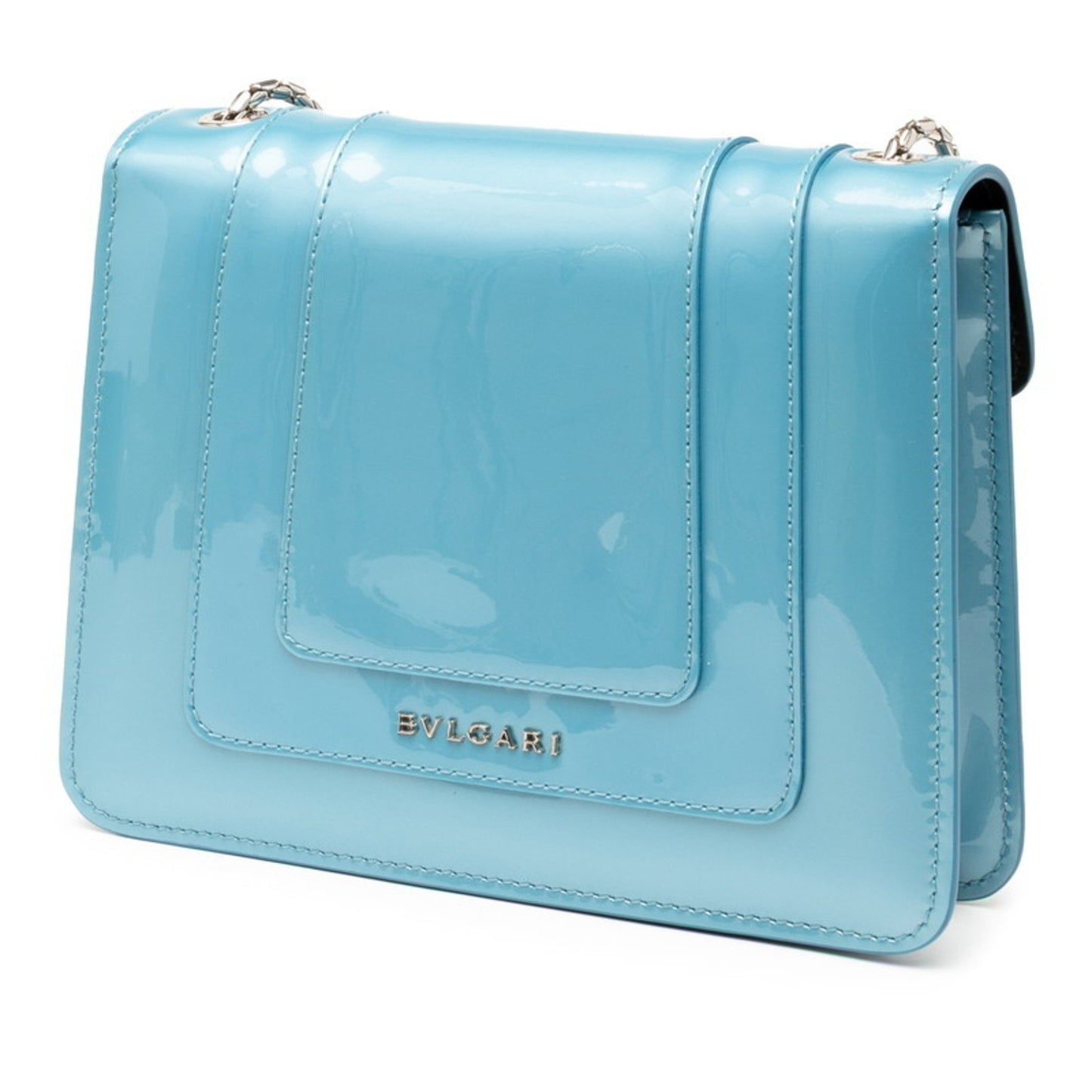 Bvlgari Serpenti Forever Chain Shoulder Bag In Blue Leather