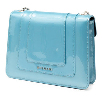 Bvlgari Serpenti Forever Chain Shoulder Bag In Blue Leather