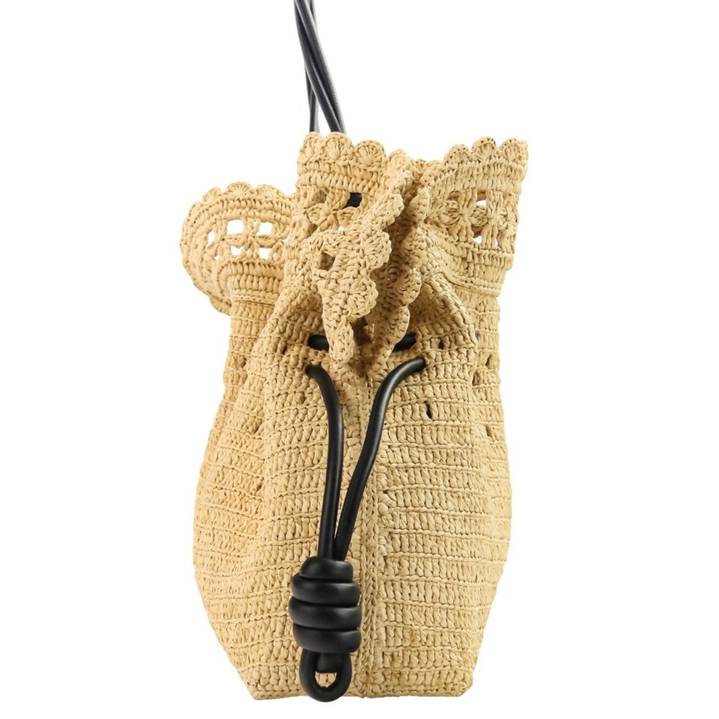 Loewe Raffia Flamenco Clutch Medium 2-Way Tote/Shoulder Bag In Natural Black