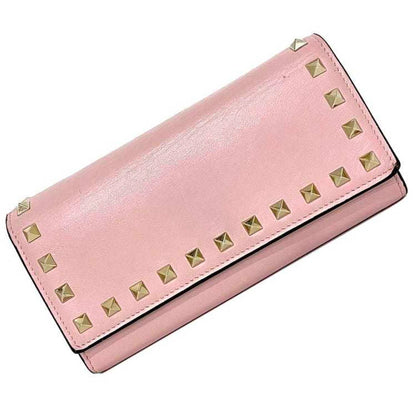 Valentino Garavani Bifold Long Wallet Pink Rockstud Studded Leather