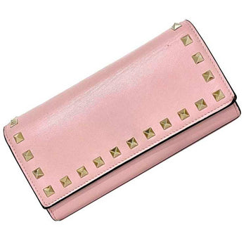 Valentino Garavani Bifold Long Wallet Pink Rockstud Studded Leather