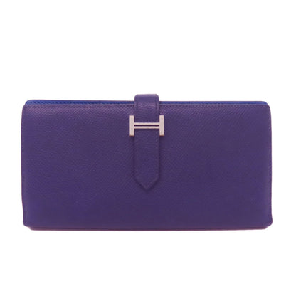 Hermes Herms Bearn Soufflet Silver Hardware Long Wallet Epson