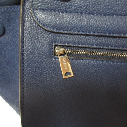 Celine Trapeze Leather Suede Turnlock Handbag Shoulder Bag Navy X Silver Hardware